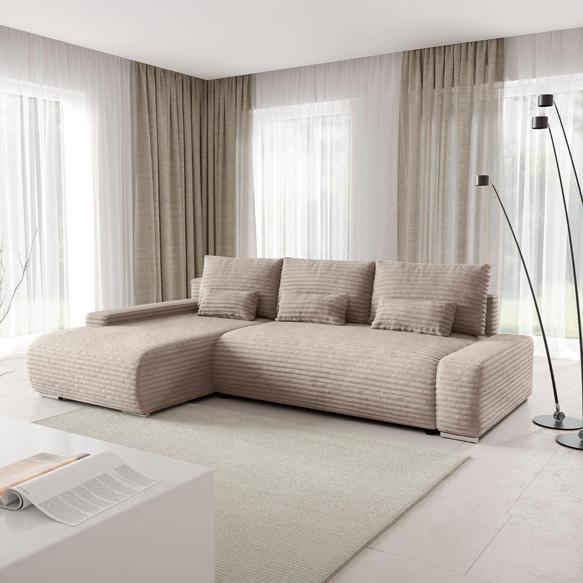ECKSOFA Ivana 3 Sitzplätze Taupe - Taupe, Holz (265/172cm) - Petits-meubles