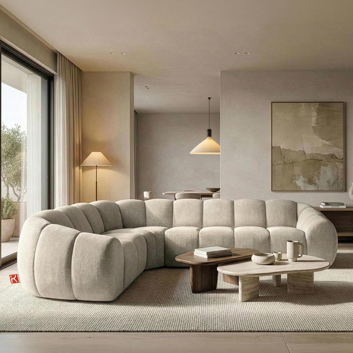 ECKSOFA LINKS FLAVA, Ecru - Ecru, Holz/Holzwerkstoff (310/230cm) - KONSIMO®