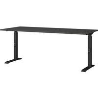 SCHREIBTISCH höheneinstellbar "Stuttgart" 68-91cm Graphit 180x80cm, C-Fuß - Schwarz, Holzwerkstoff/Metall (80/180/91cm) - KADIMA DESIGN