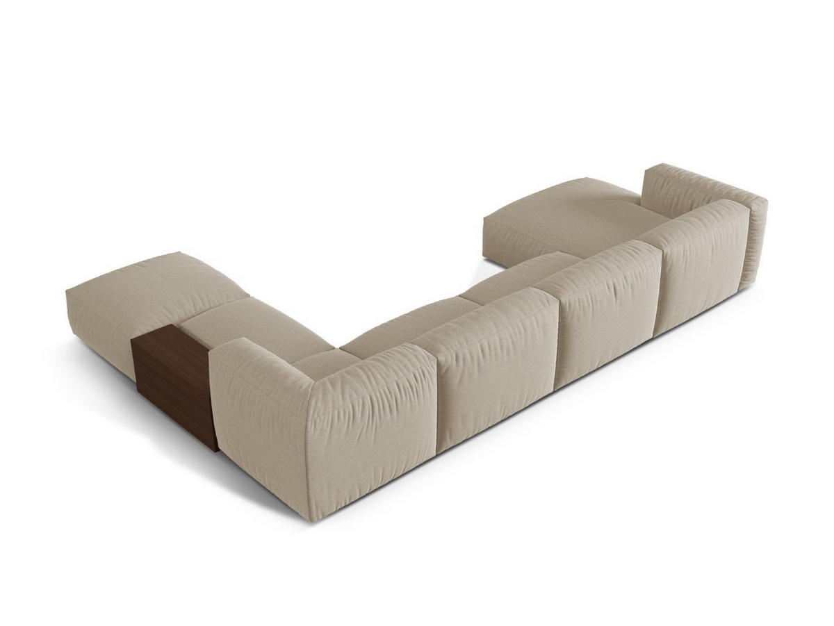 PANORAMASOFA modular rechts Martina aus strukturiertem Stoff leichtes beige 5 Sitzplätze - Creme, Textil (406/75/280cm) - Micadoni