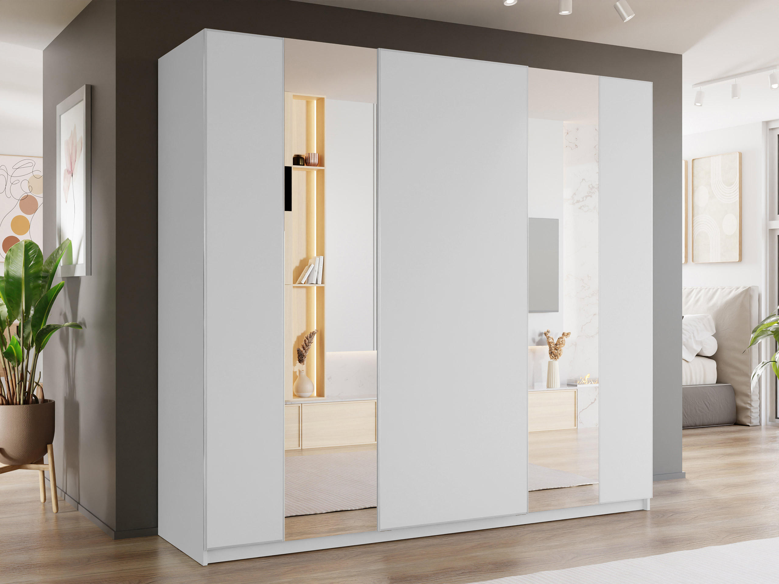 SCHIEBETÜRENSCHRANK Maxi 3D 250 MX06 - Weiß, Holzwerkstoff (250/235/69cm) - MIRJAN24