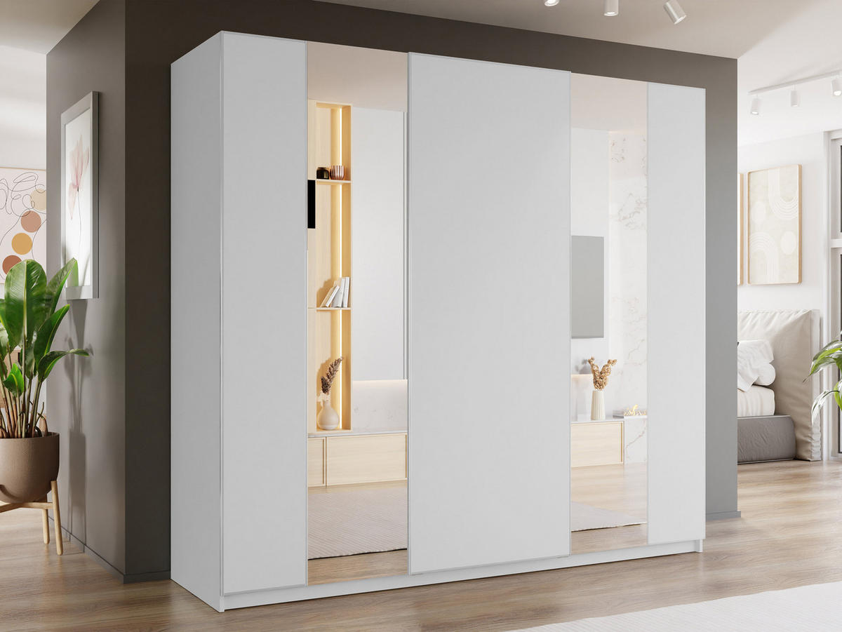 SCHIEBETÜRENSCHRANK Maxi 3D 250 MX06 - Weiß, Holzwerkstoff (250/235/69cm) - MIRJAN24