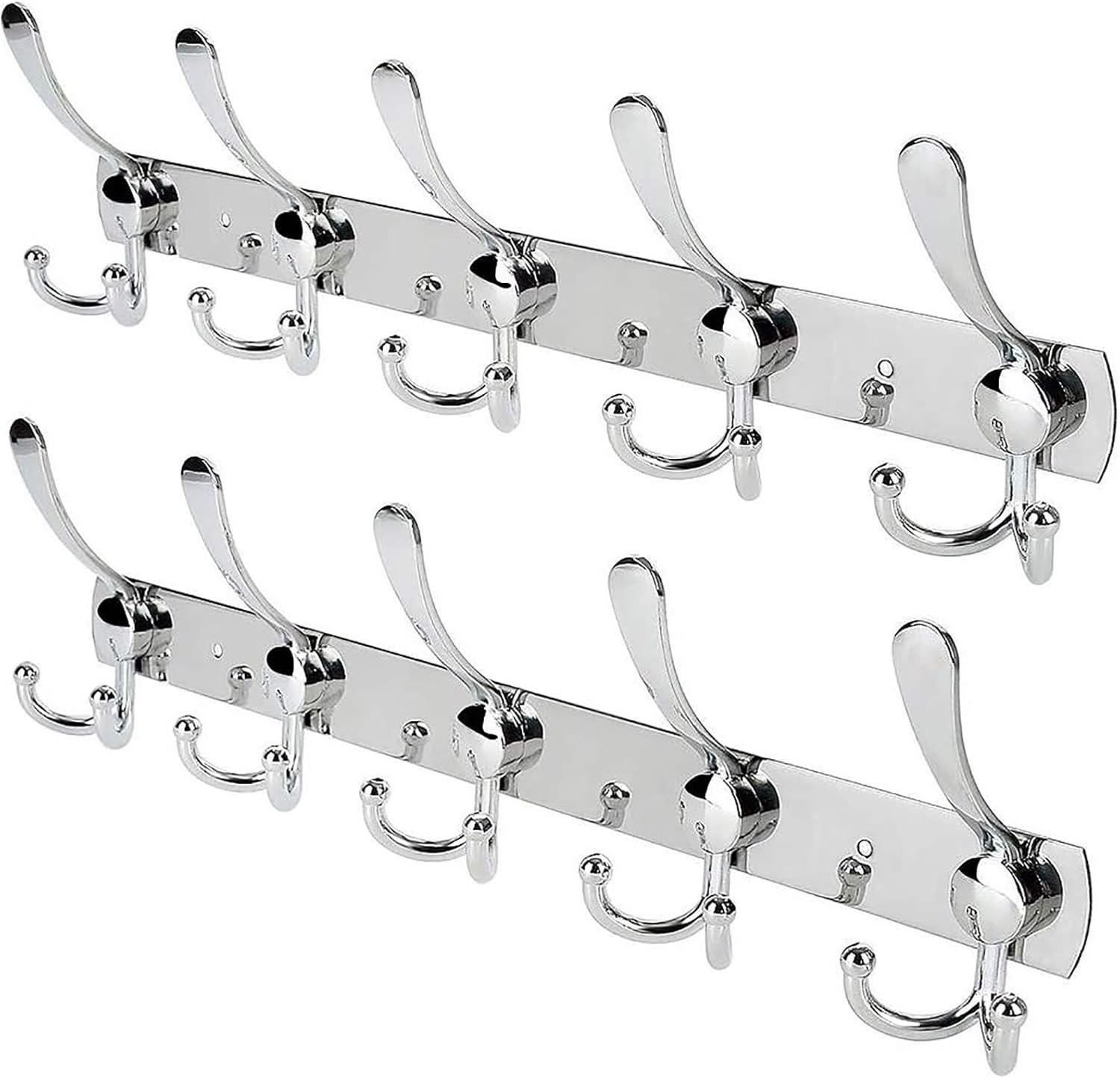 HANDTUCHHAKEN , (2er-Pack) Garderobenständer - Silberfarben, Metall (12.9/4.8/45cm) - BELZ