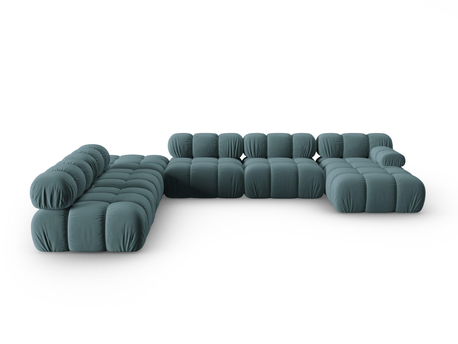 MODULARES-PANORAMASOFA links Bellis aus Samt petrol 7 Sitzplätze - Petrol, Textil (282/63/379cm) - Micadoni