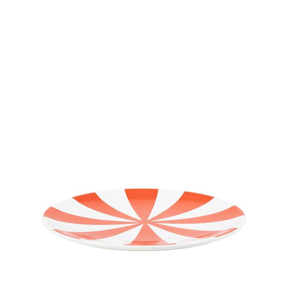 KUCHENTELLER Rote Streifen in Rot - 18cm - Multicolor, Keramik (18/18/2cm) - Blond Amsterdam