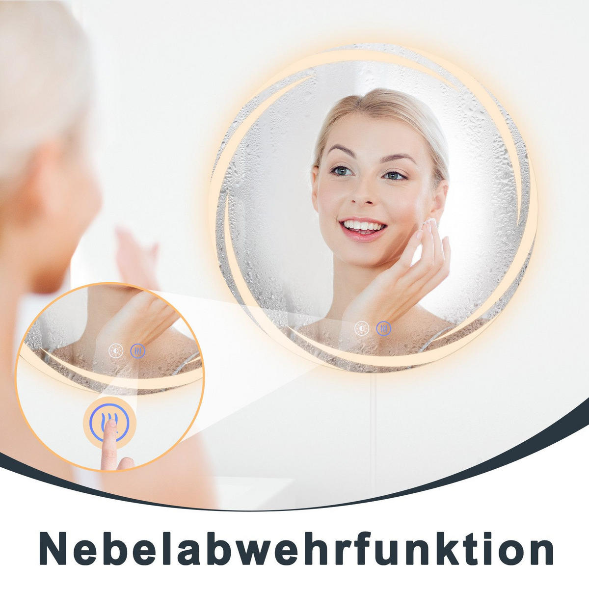 BADEZIMMERSPIEGEL Redick mit LED-Leuchte Ø50 cm - Weiß, Glas (50/2.4/50cm) - Nettlife