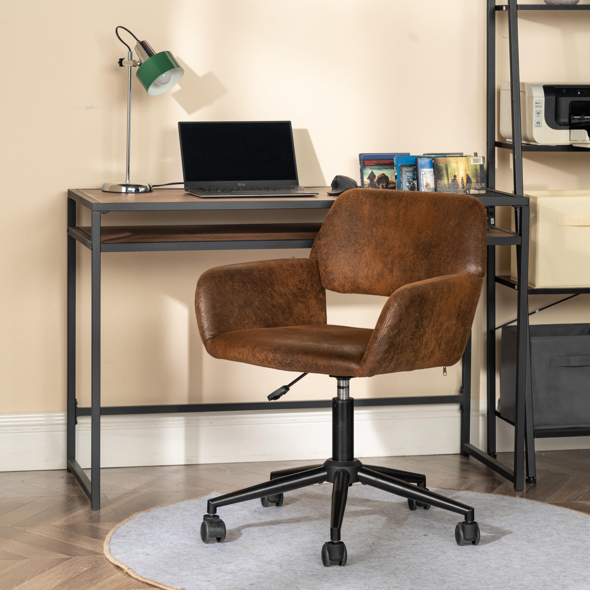DREHSTUHL Wildleder Braun - Chromfarben/Braun, Metall (54/85/56cm) - Urban Meuble