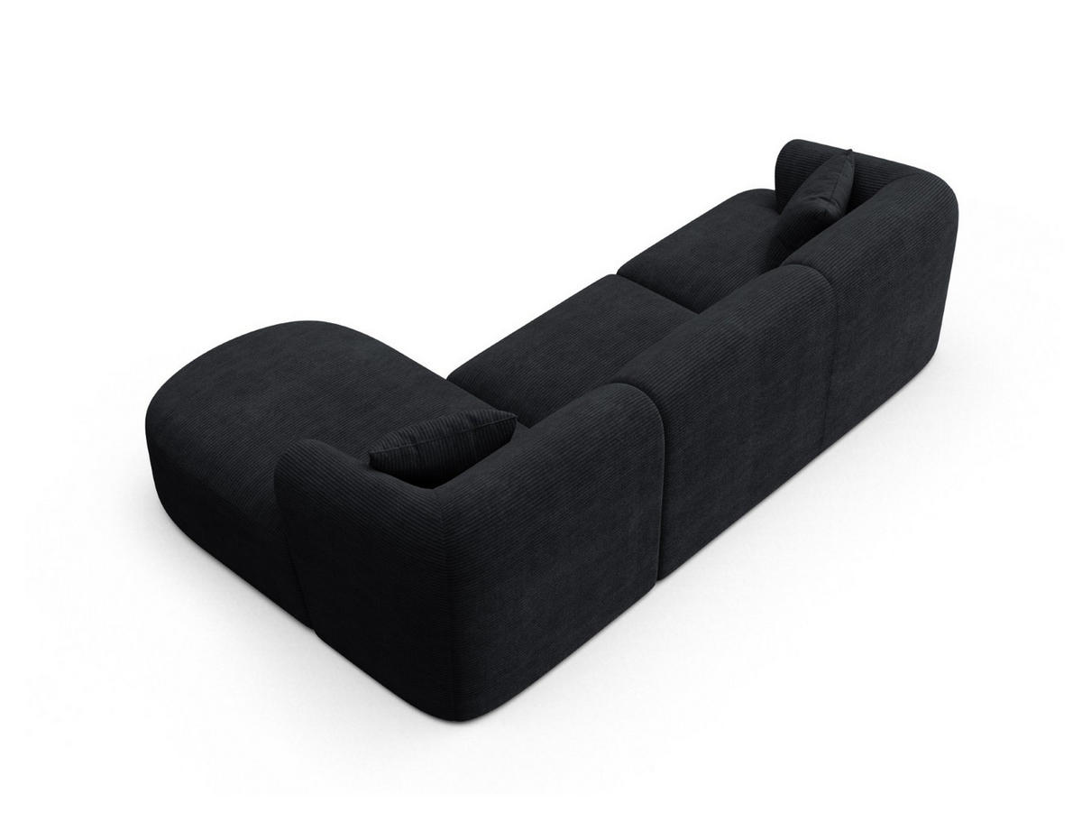 MODULARES-ECKSOFA rechts Campi aus Cord schwarz 4 Sitzplätze - Schwarz, Textil (156/256cm) - Cosmopolitan Design