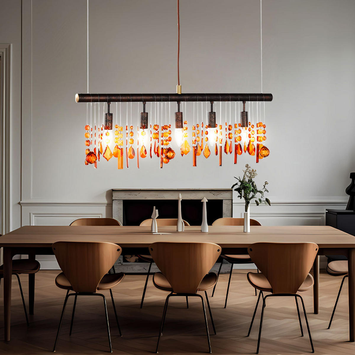 LED HÄNGELEUCHTE Metall Braun Kristall-Optik - Braun, Metall (80/9.8/150cm)