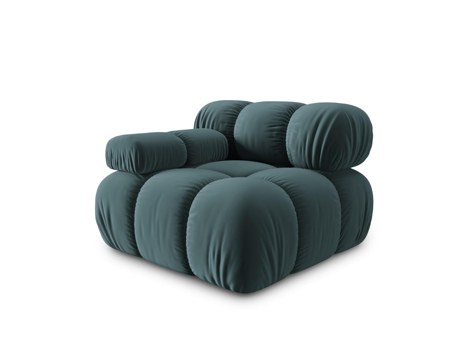 MODUL links Bellis aus Samt petrol - Petrol, Textil (94/70/94cm) - Micadoni