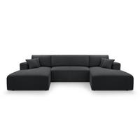 WOHNLANDSCHAFT Catea Dunkelgrau 364/145/85 cm mit Schlaffunktion - Dunkelgrau/Schwarz, Kunststoff/Textil (364/84/145cm) - AX Living