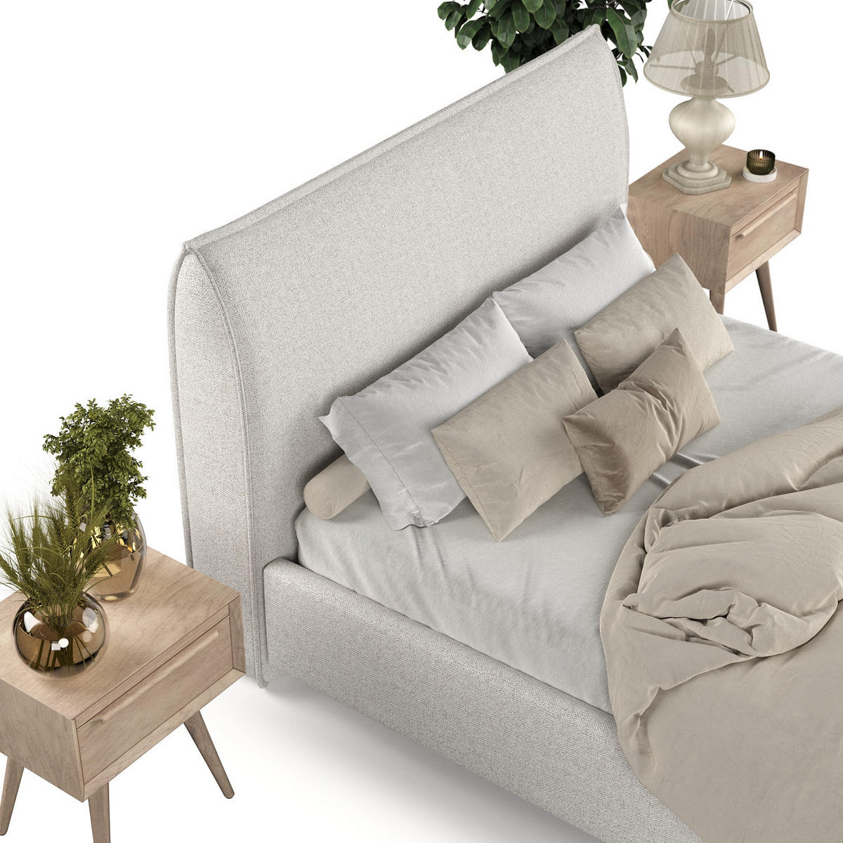 POLSTERBETT Mira 140/200 cm Hellbeige im Riva Stoff - Beige/Naturfarben, Holz/Holzwerkstoff (140/200cm) - AltaBeds