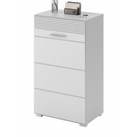 FLURKOMMODE weiß Hochglanz 55 cm, Schuhschrank mit 5 Fächern - Weiß Hochglanz/Silberfarben, Holzwerkstoff/Kunststoff (55/96/37cm) - Inn.Furn