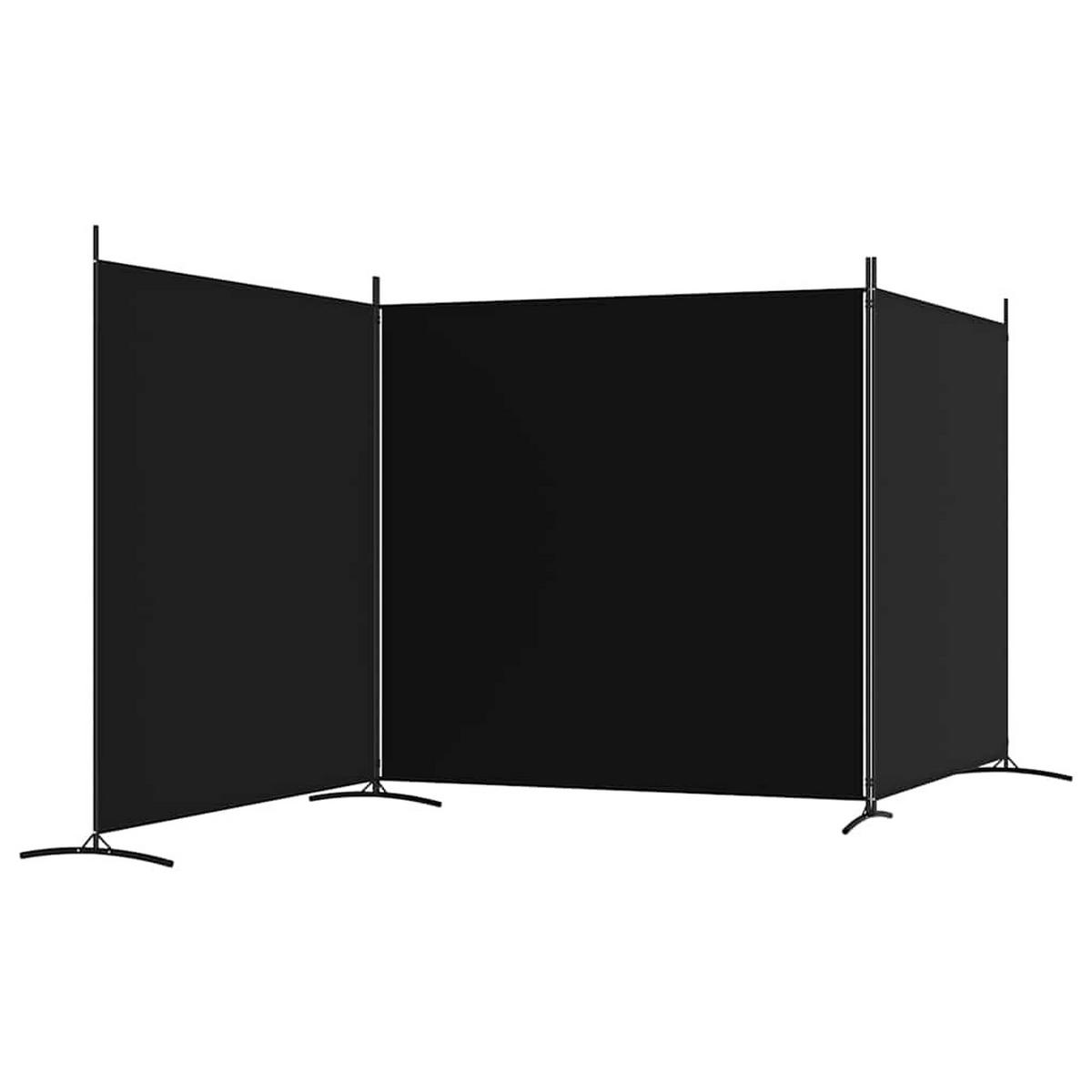 PARAVENT 3-teilig Schwarz 525/180 Cm Stoff - Schwarz, Textil (525/180/0.1cm) - vidaXL