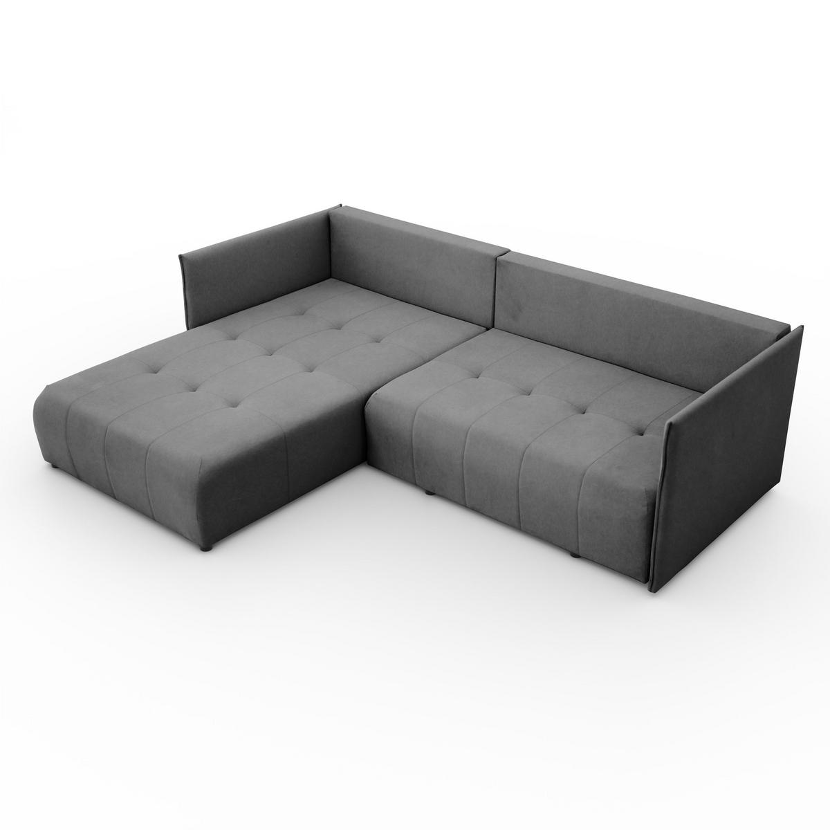 ECKSOFA L-Form Hannover stoff Castel Grau Links - Grau, Holz (188/246cm) - Kaiser Möbel