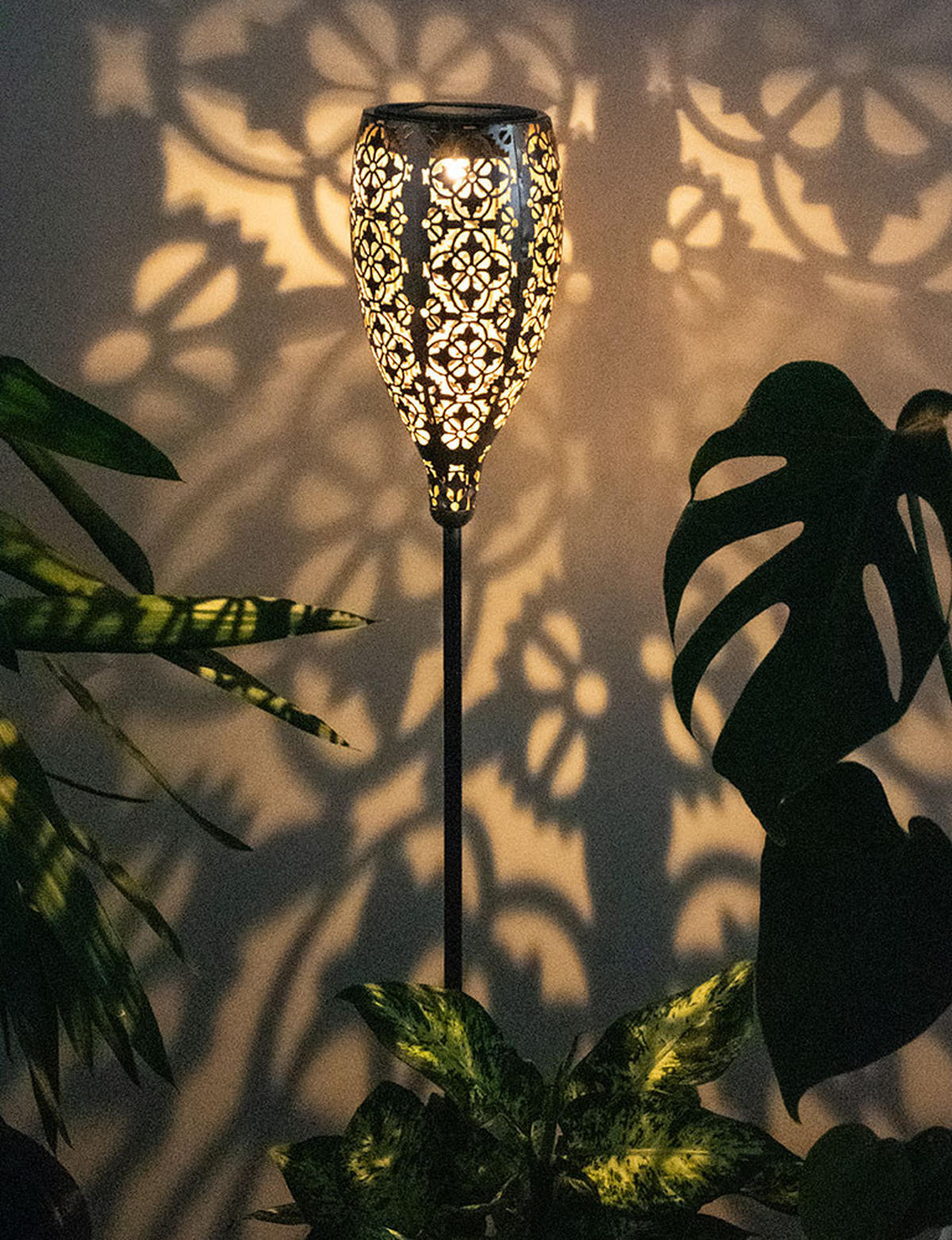 LED AUSSENLEUCHTE Solar Grau Gold - Grau, Metall (11/11/90cm) - Globo Lighting