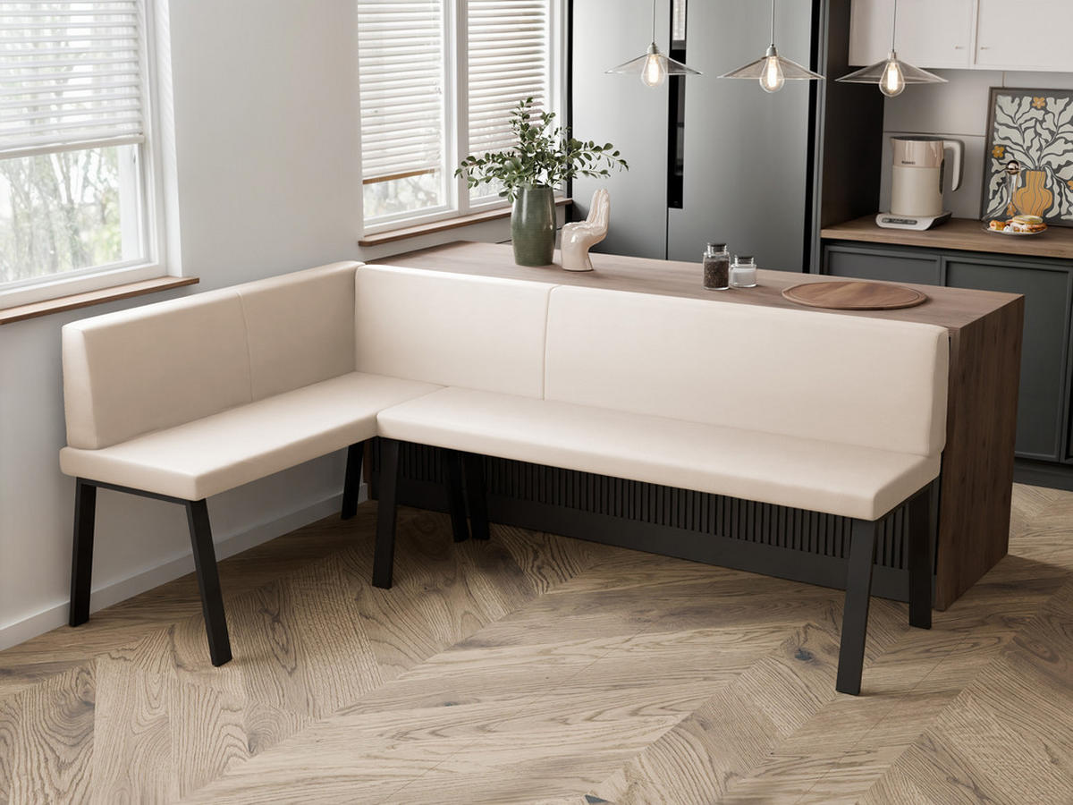 ECKBANK links MONO Y Kunstleder glatt, 142/196 cm Beige - Beige, Kunststoff/Textil (142/196cm) - Idohome