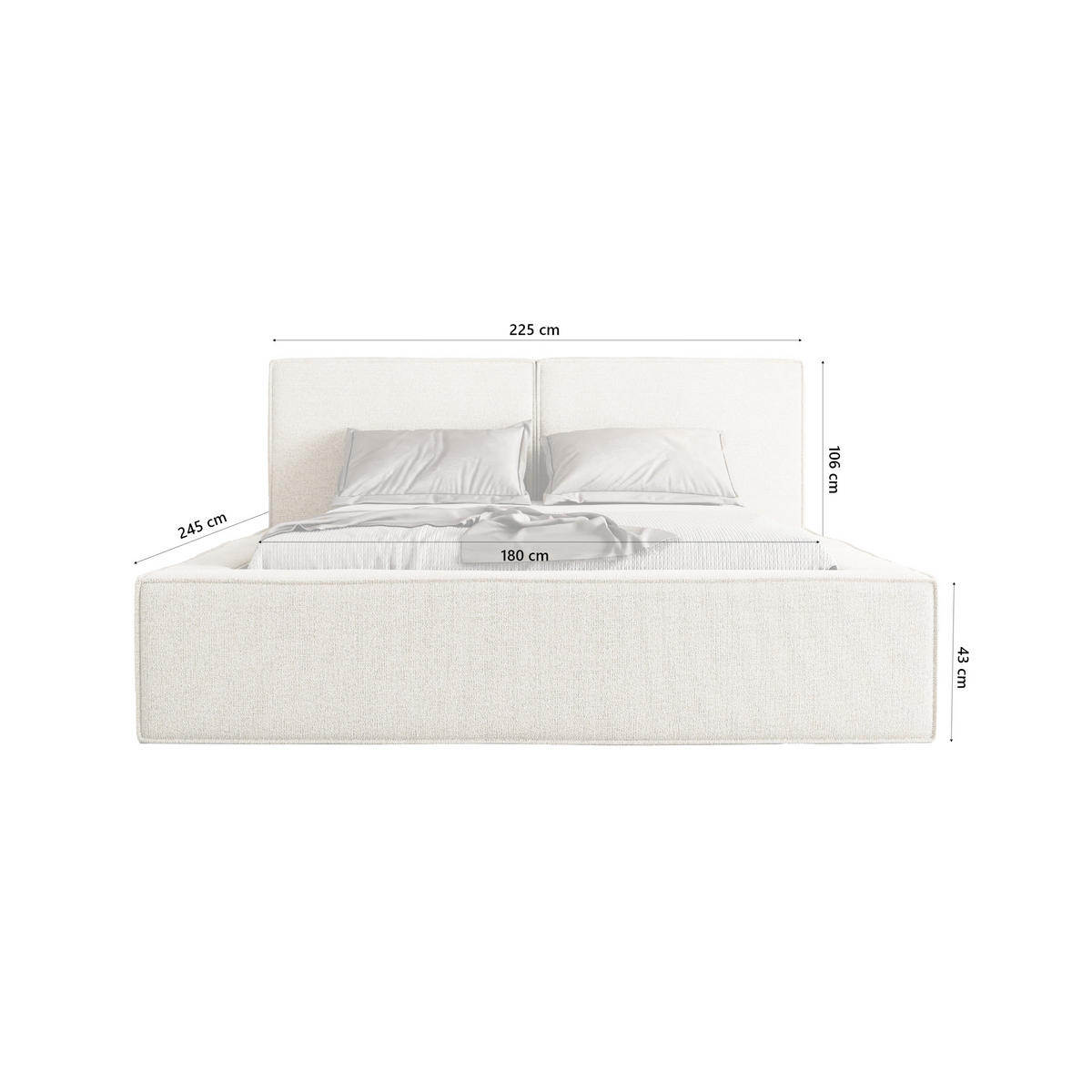 POLSTERBETT Lesti 180x200 cm, Cremeweiß - Creme, Textil (180/200cm) - Fedve