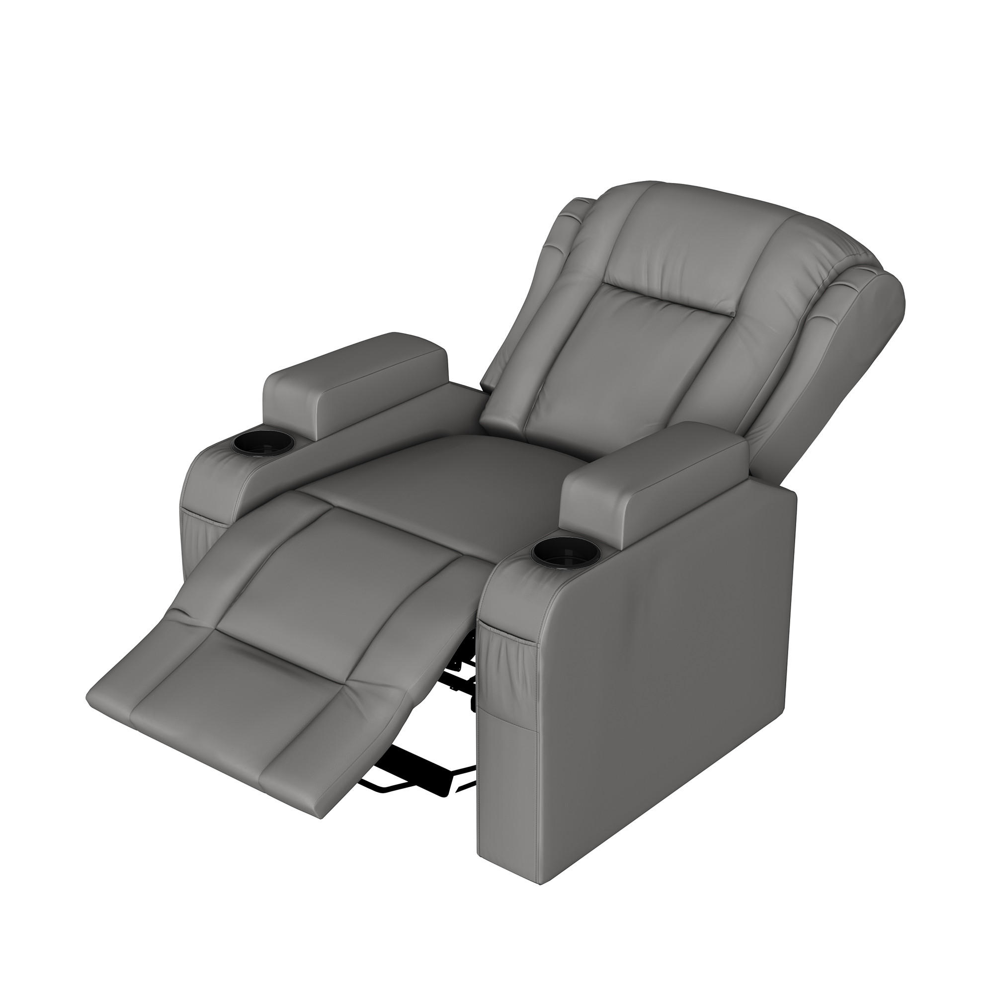 ELEKTRICKÉ masážne kreslo s funkciou vyhrievania, USB, sivé - sivá, drevo (93/105/102cm)