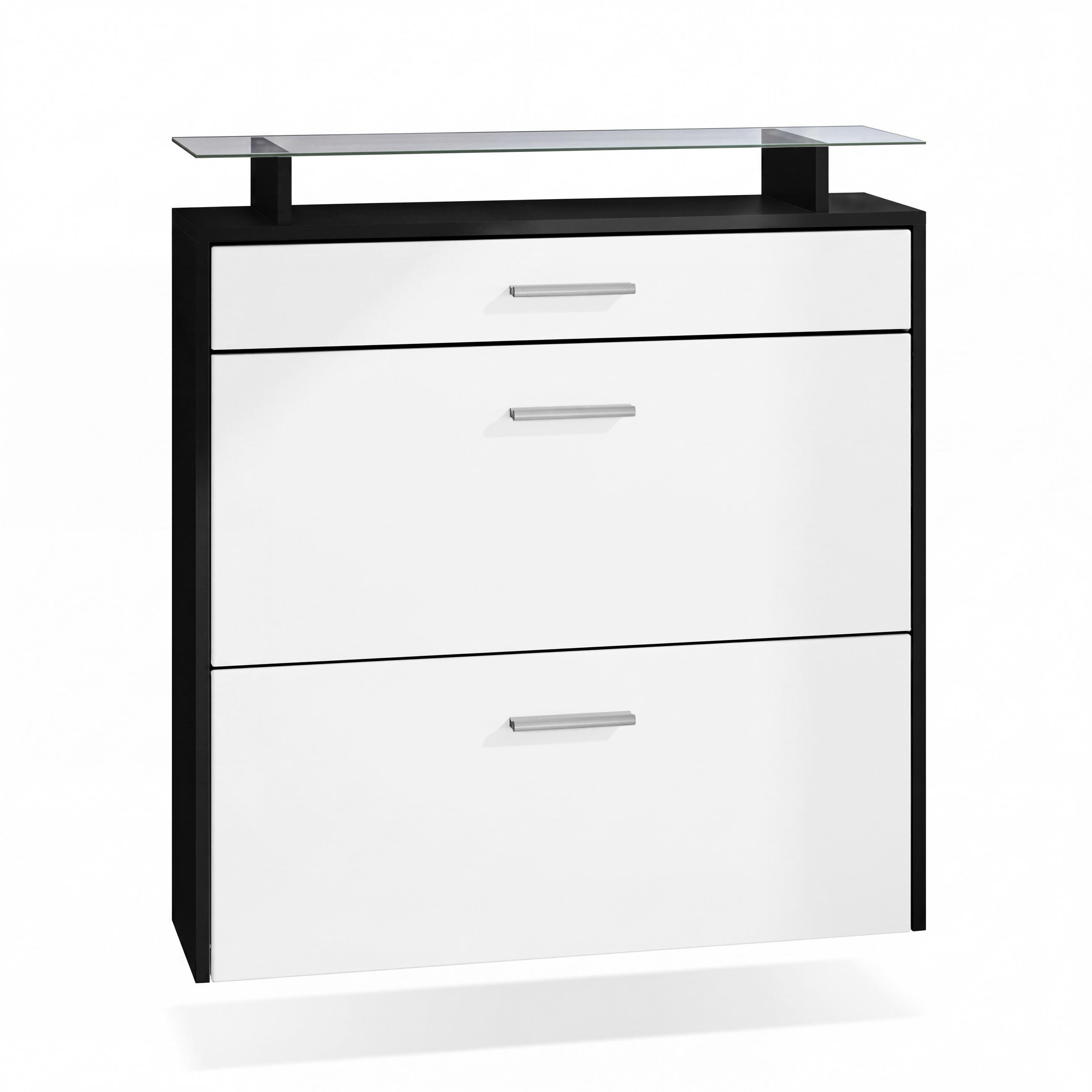 SCHUHSCHRANK Malea Front in Weiß matt - Weiß, Holzwerkstoff (89/96/23cm) - Vladon