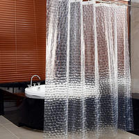 DUSCHVORHANG Wasserwürfel transparent 3D waschbar schimmelresistent mit Haken für Badewanne - Weiß, Kunststoff (180/0.2cm) - MCBOSON