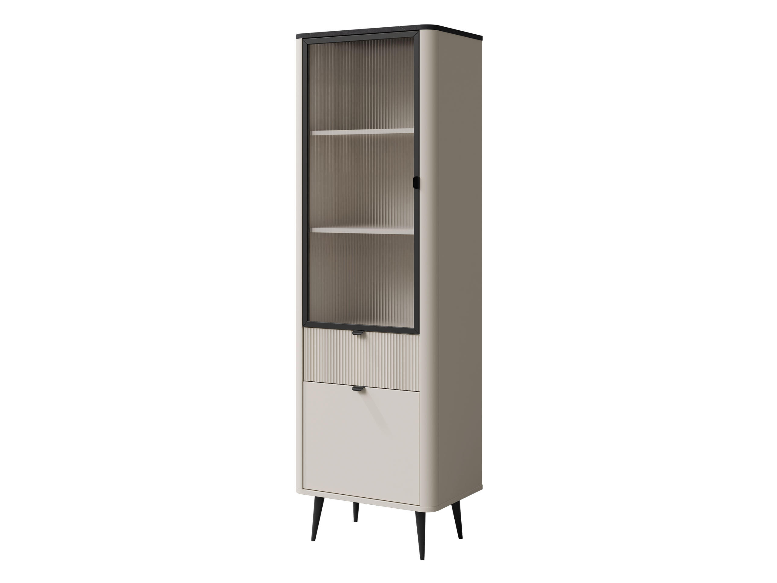VITRINE Marly 1S1D1W RE03 - Kaschmir/Schwarz, Holzwerkstoff/Metall (60/191/40cm) - MIRJAN24
