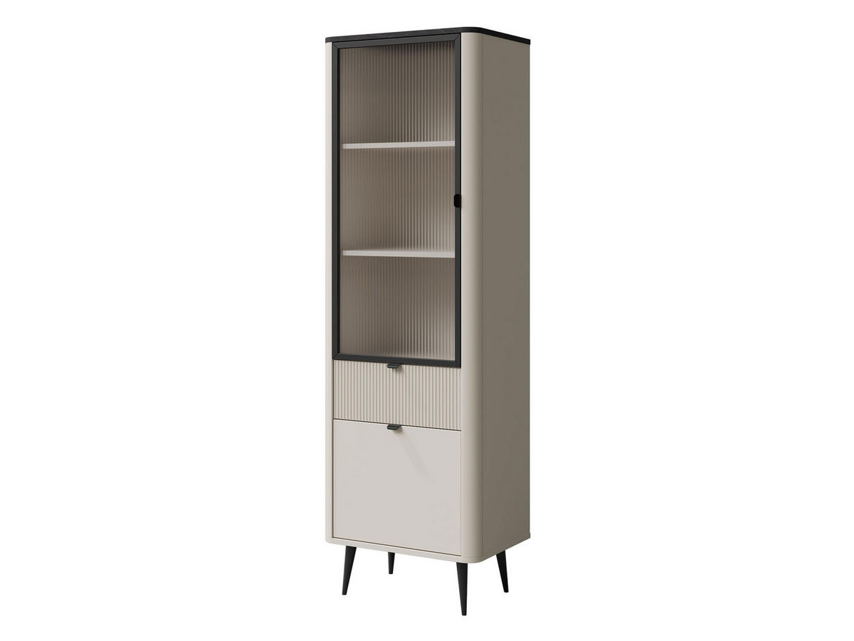 VITRINE Marly 1S1D1W RE03 - Kaschmir/Schwarz, Holzwerkstoff/Metall (60/191/40cm) - MIRJAN24