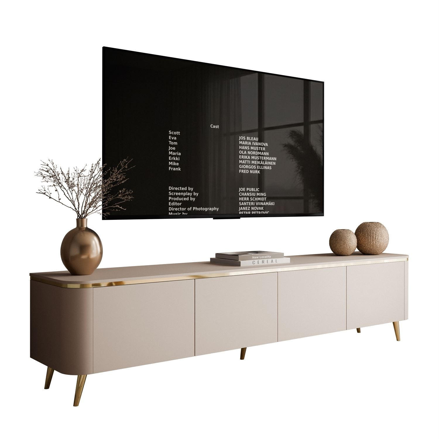 TV-RACK AVELINE 200 cm mit LED-Beleuchtung - Kaschmir, Holzwerkstoff (200/48/40cm) - Lookway
