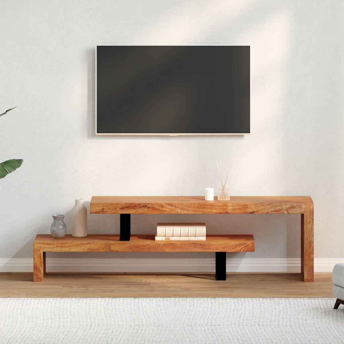 TV-SCHRANK Massivholz Akazie - Braun, Holz (30/40/115cm) - vidaXL