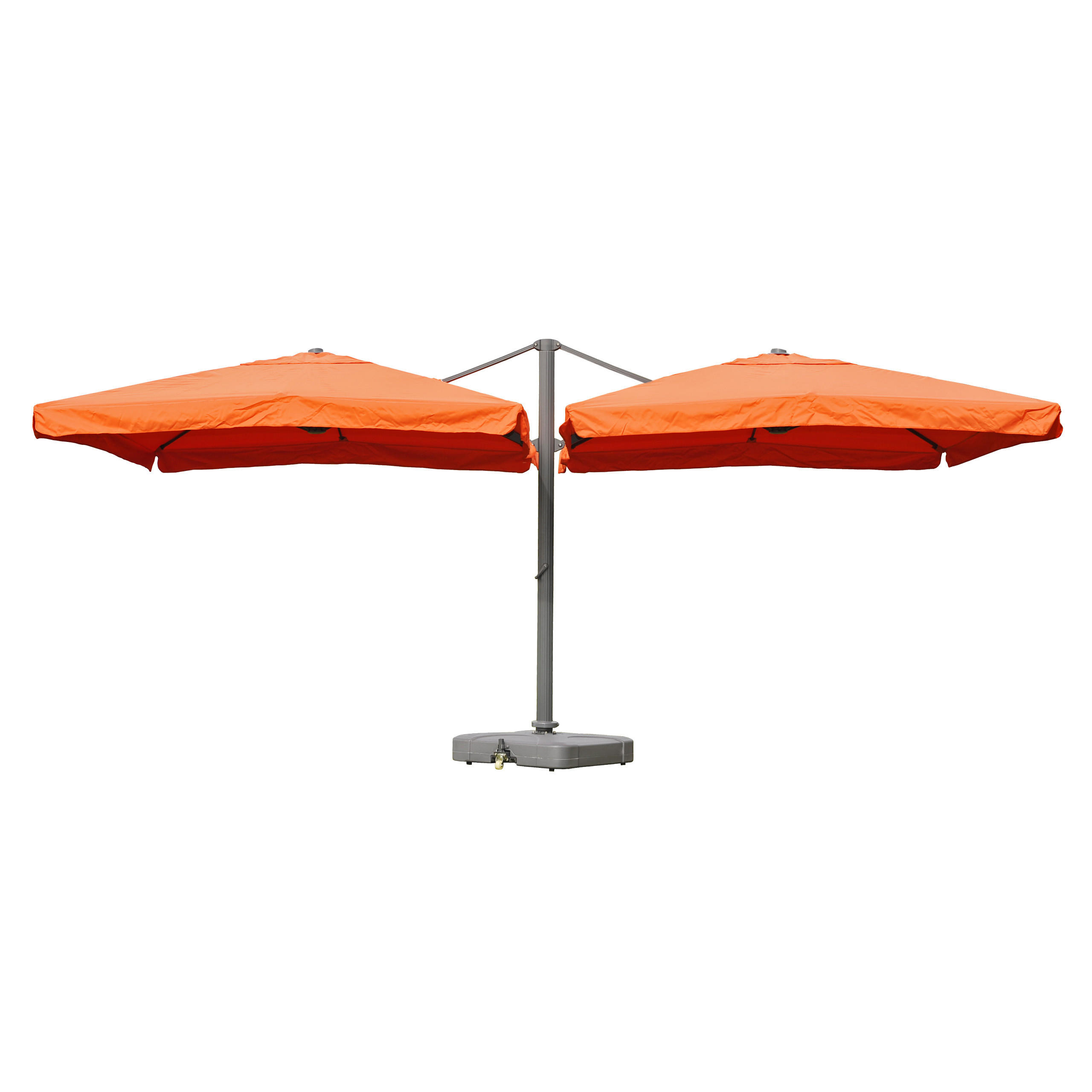 DOPPEL-AMPELSCHIRM + STÄNDER Orange 297/620 cm - Orange, Metall (620/297cm) - MCW