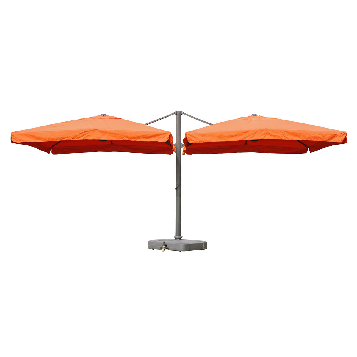 DOPPEL-AMPELSCHIRM + STäNDER Orange 297/620 cm - Orange, Metall (620/297cm) - MCW