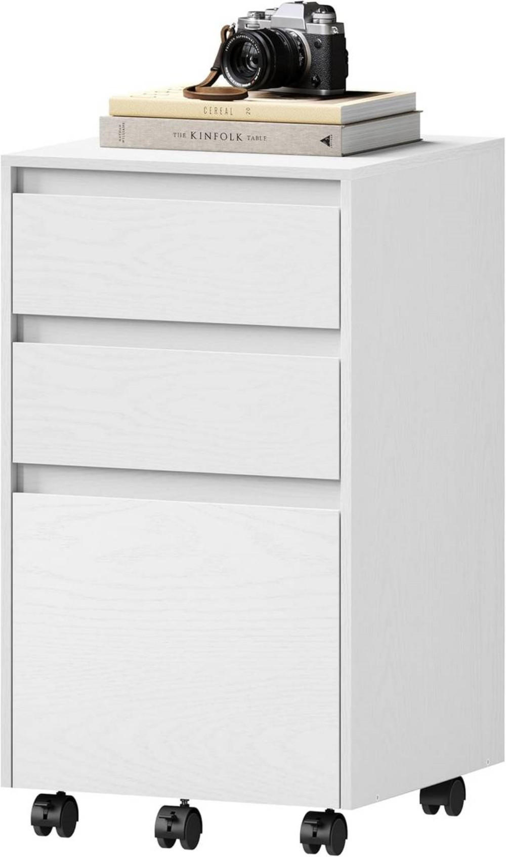 ROLLCONTAINER, Aktenschrank, 40x70x40 cm, Weiß+Schwarz - Weiß, Holzwerkstoff (40/70/40cm) - Woltu
