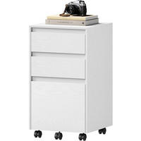 ROLLCONTAINER, Aktenschrank, 40x70x40 cm, Weiß+Schwarz - Weiß, Holzwerkstoff (40/70/40cm) - Woltu