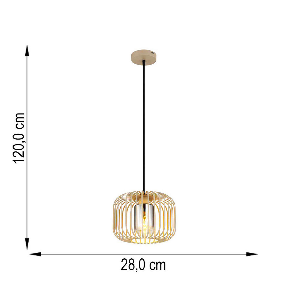 LED HÄNGELEUCHTE ALFRED Metall Beige - Beige, Glas (28/28/120cm) - Globo Lighting