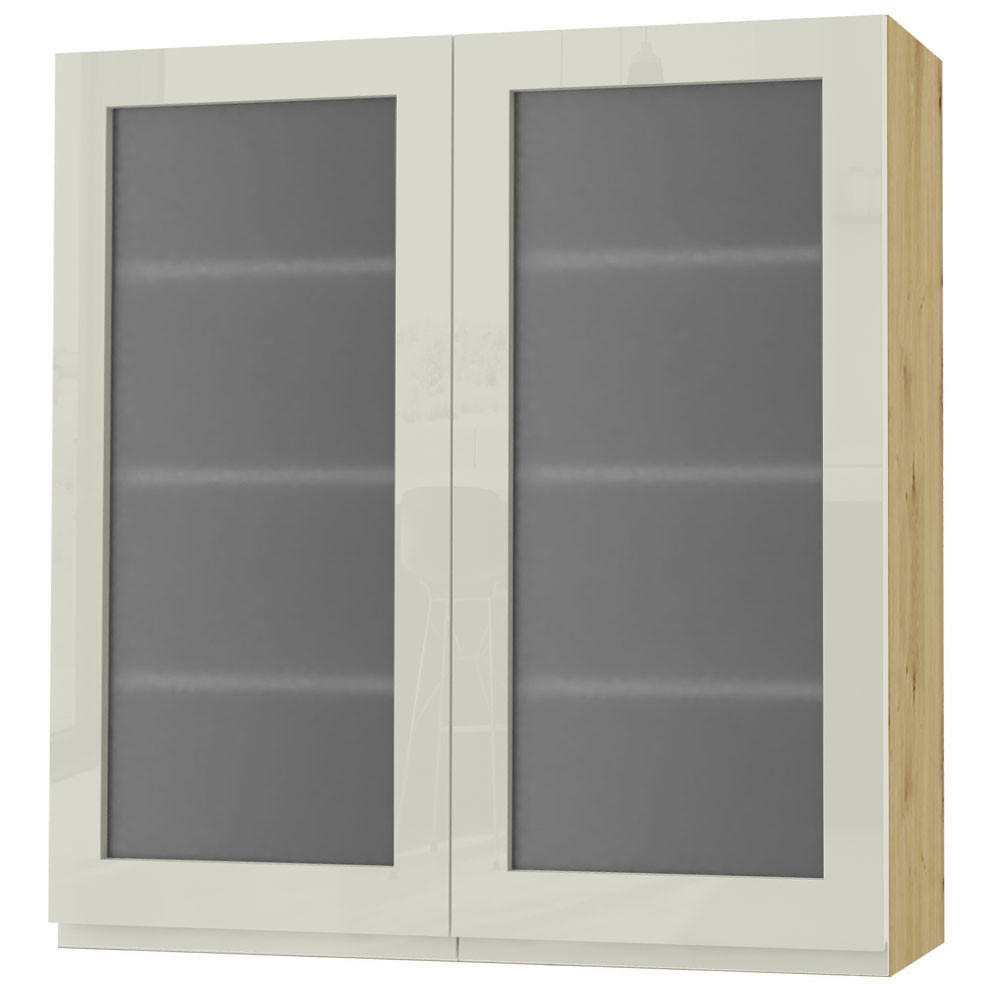 HÄNGESCHRANK Florence W4S/90 Eiche Artisan / RAL 1013 perlweiß HG 90 / 32,5 / 96cm - Weiß Hochglanz/Eiche Artisan, Holz/Holzwerkstoff (90/96/32.5cm) - Feldmann-Wohnen