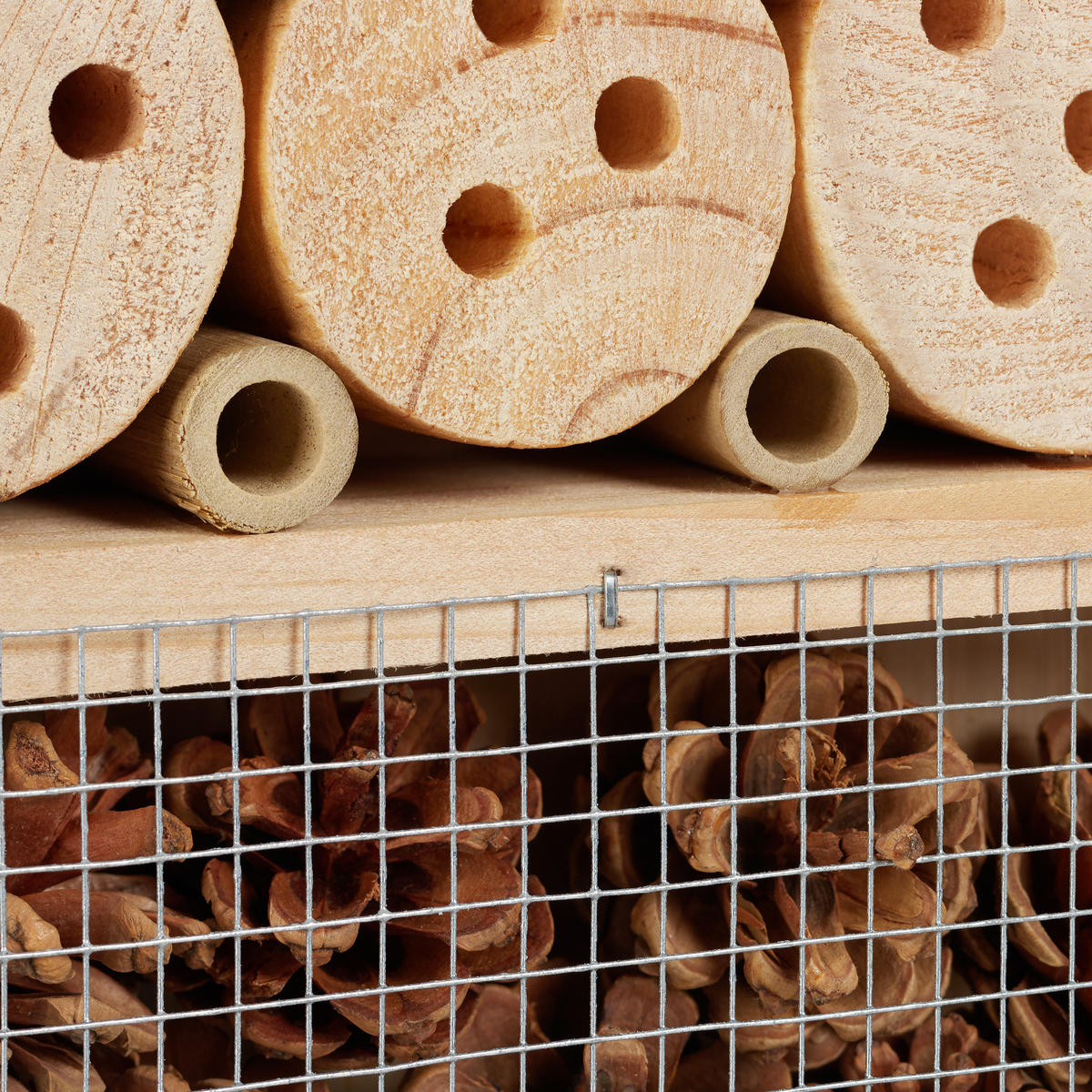 INSEKTENHOTEL - Hellbraun, Holz/Metall (24.5/33/7cm) - Relaxdays