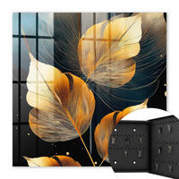 SCHLÜSSELBOX Schwarz 30x30 cm- Türöffnung nach rechts - Blätter der Eleganz - Gelb, Metall (30/30/5cm) - TULUP