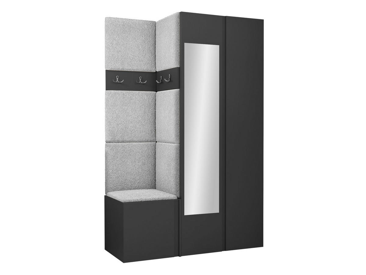 GARDEROBEN-SET Orion XXVI - Hellgrau/Graphitfarben, Holzwerkstoff/Kunststoff (116/186/46cm) - MIRJAN24