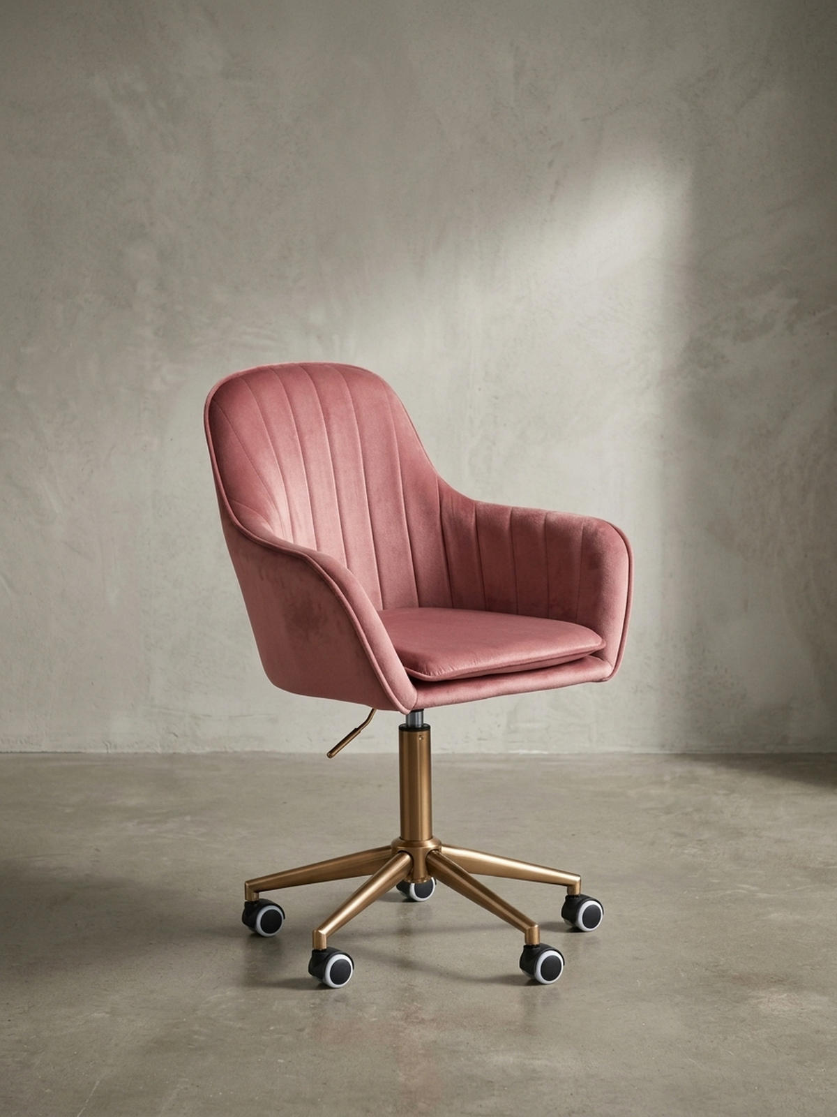 SCHALENSTUHL Samt mit Metallfußkreuz und 360° Drehfunktion SANDRA, Rosa 54x52x105 cm - Pink/Goldfarben, Textil/Metall (54/105/52cm) - KADIMA DESIGN