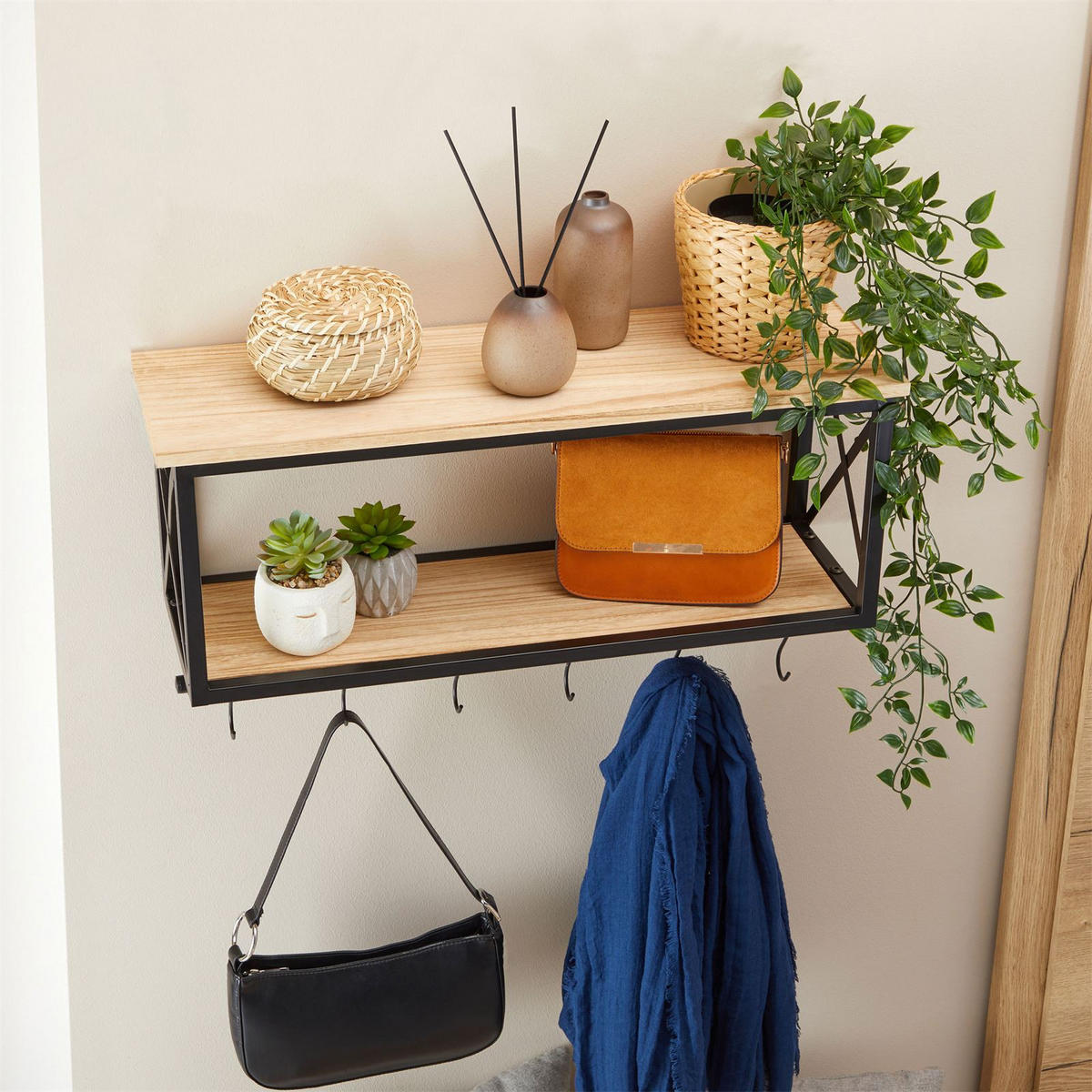 WANDGARDEROBE ARMANDO - Schwarz/Braun, Metall (62/35/20cm) - CARO-Möbel