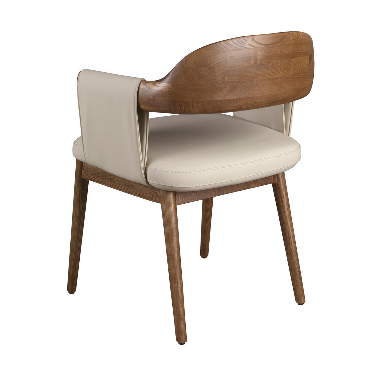 STUHL Kunstlederstuhl in Nussbaum und Creme 59/58/78 cm - Beige/Walnussfarben, Leder/Holz (59/78/58cm) - ANGEL CERDA