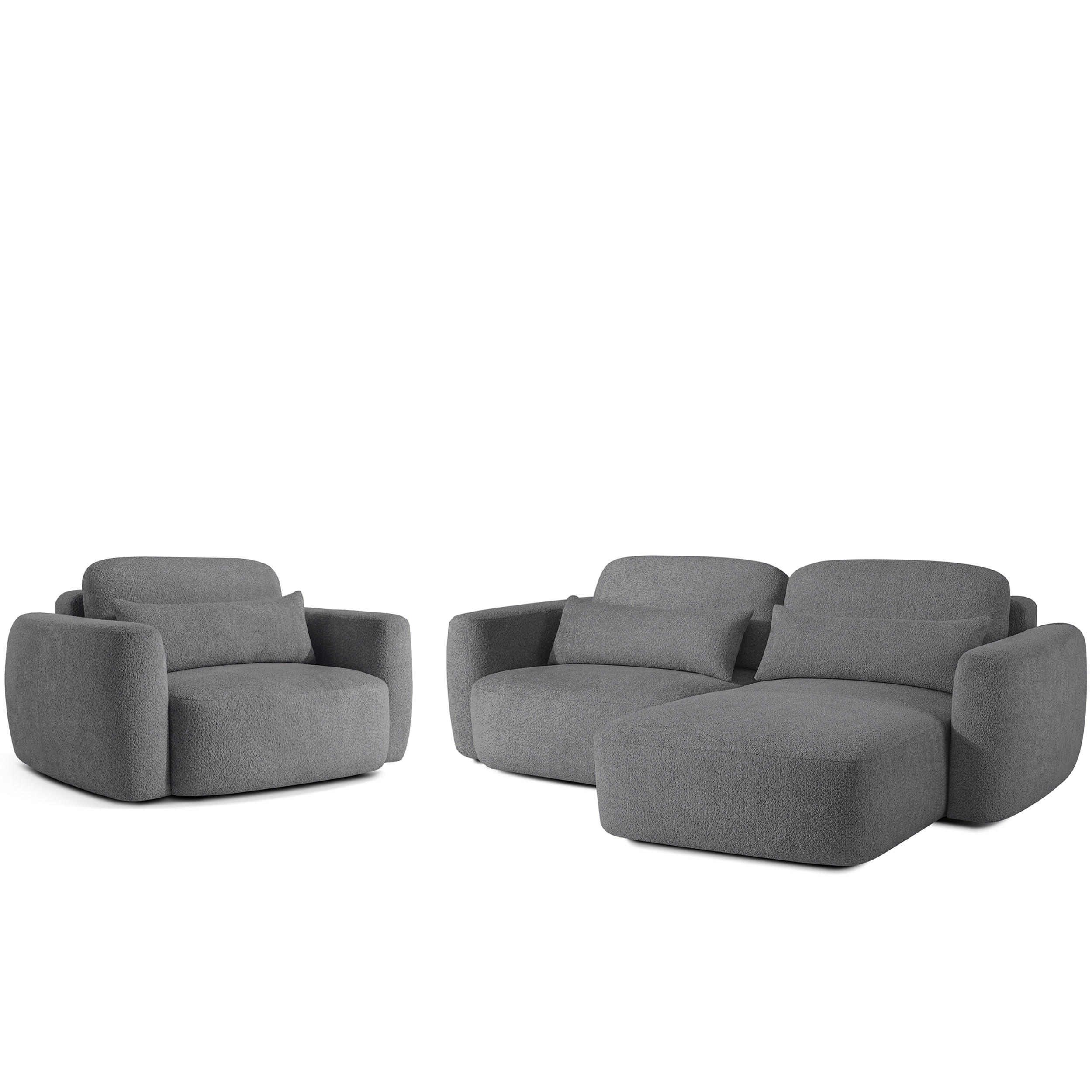 SITZGARNITUR ELOSA - Dunkelgrau, Holz/Textil (245/85/165cm) - KONSIMO®