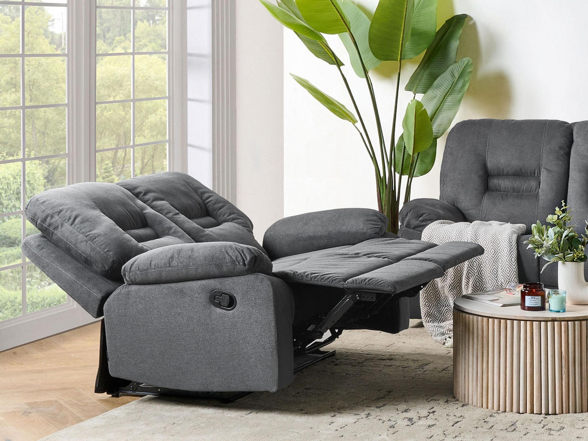 SOFA manuell verstellbar 2-Sitzer Stoff Graphitgrau Bergen - Graphitfarben, Textil (149/101/72cm) - Beliani