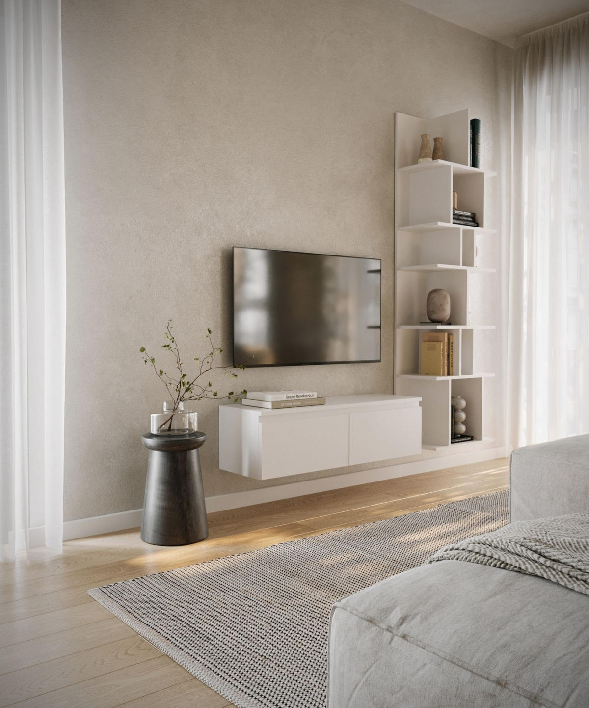 TV-LOWBOARD Bemmi Weiß 100 cm - Weiß, Holzwerkstoff (100/28.4/31.8cm) - Selsey