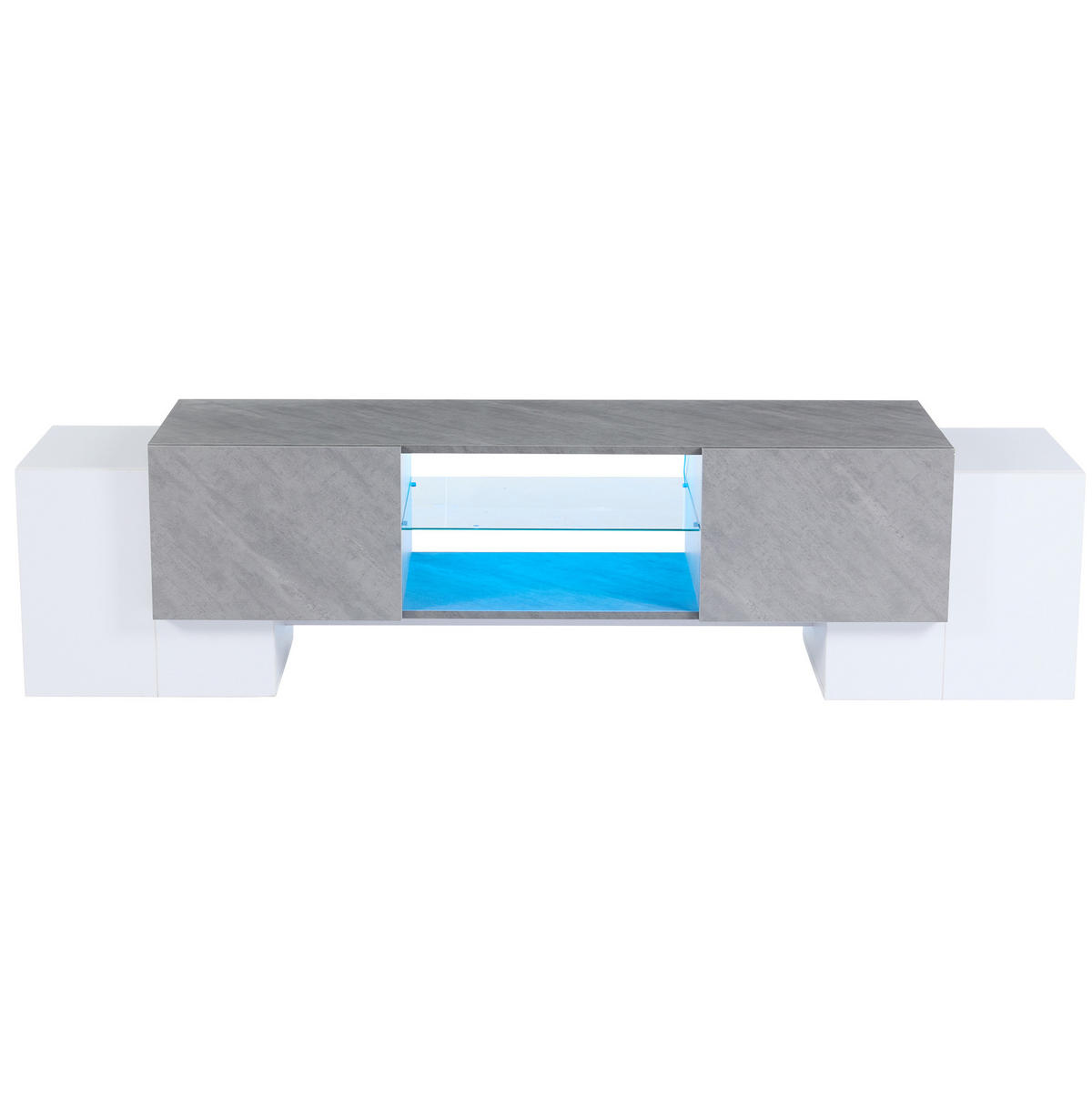TV-ELEMENT mit LED und Stauraum 180 x 40 x 46,5 cm Weiß Grau - Weiß, Holzwerkstoff (40/46.5/180cm) - Beauniv