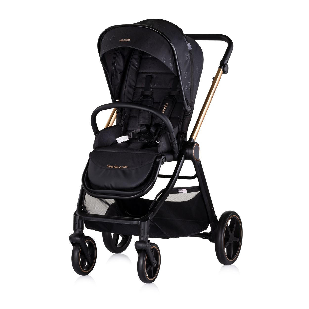 KOMBIKINDERWAGEN Marbella 3 in 1 schwarz Fußabdeckung Einlage i-Size Babyschale - Schwarz, Metall (90/63/108cm) - Chipolino