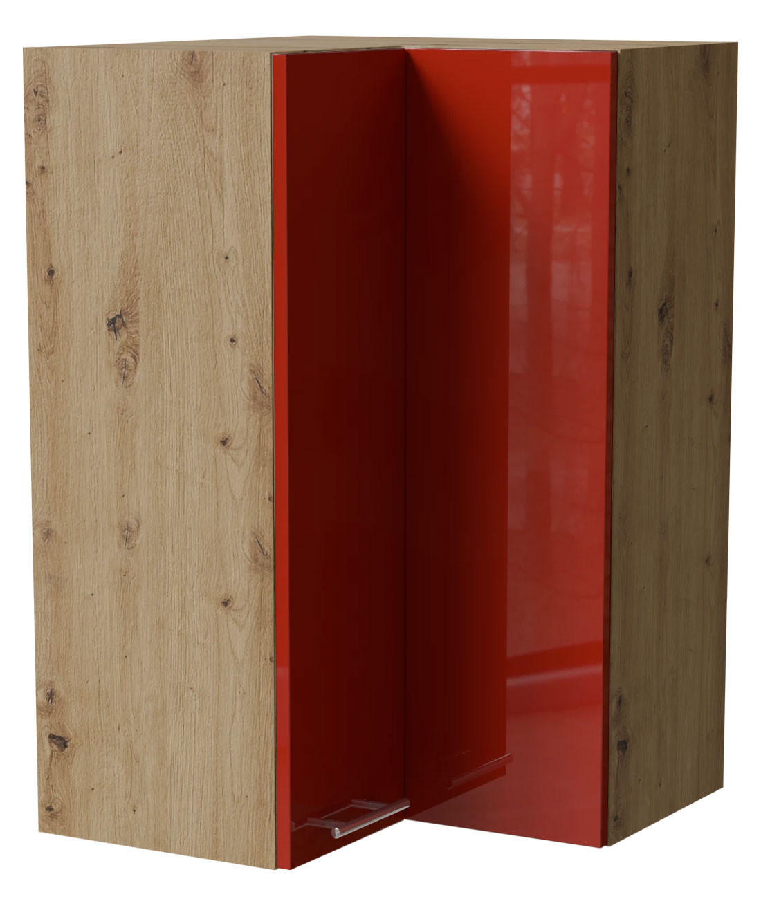 ECKHÄNGESCHRANK Brerra W14/60 Eiche Artisan / RAL 3002 karminrot Hochglanz 60 / 60 / 96cm - Rot/Eiche Artisan, Holz/Holzwerkstoff (60/96/60cm) - Feldmann-Wohnen