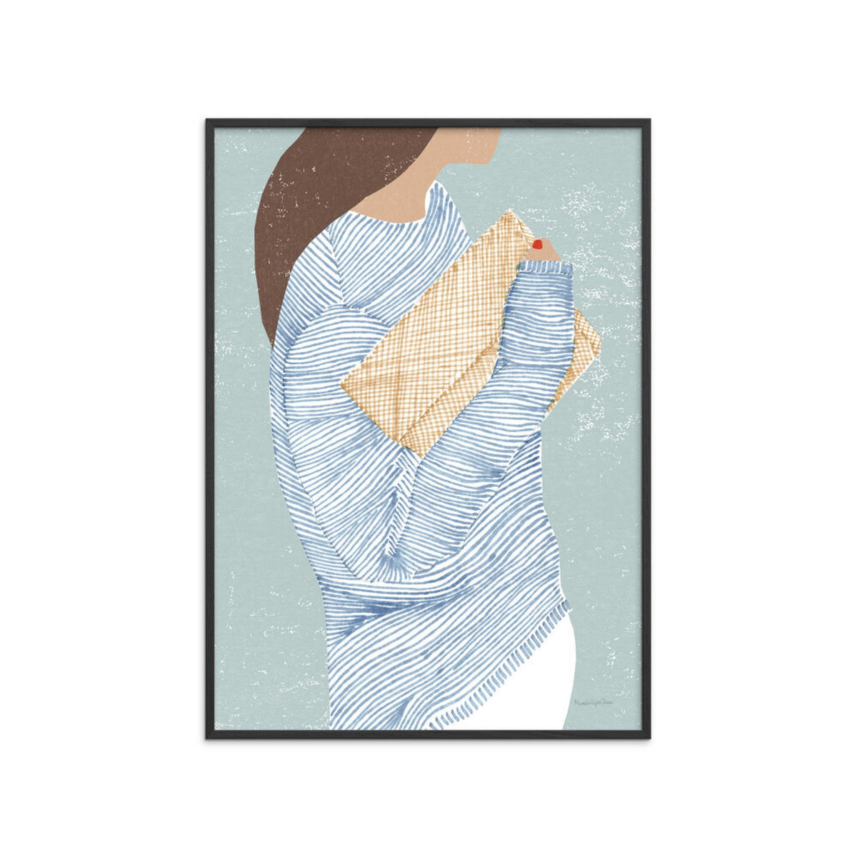 POSTER mit Rahmen Wild Apple - Striped I - Blau/Schwarz, Holz/Papier (50/70cm) - Poster&Frame