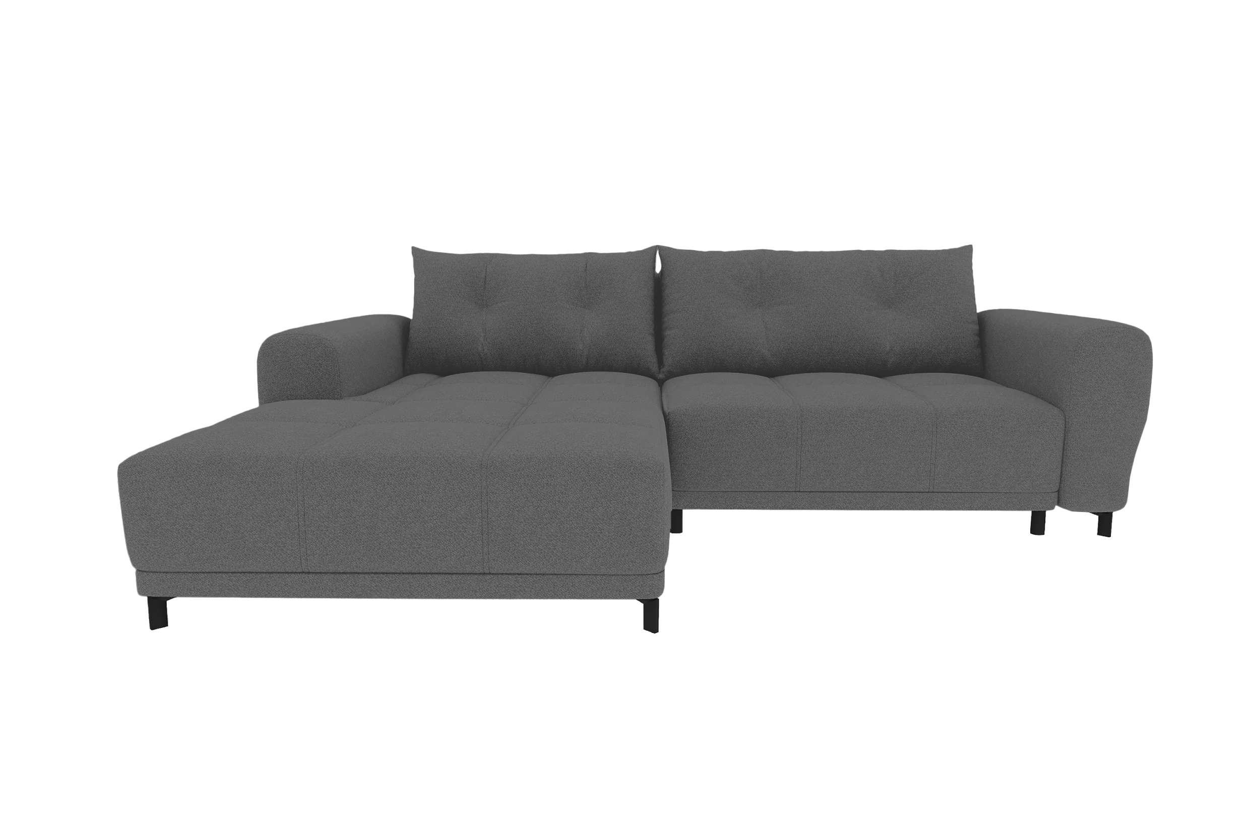 ECKSOFA Massimo Strukturstoff Anthrazit inkl. Schlaffunktion Links - Anthrazit/Schwarz, Textil/Metall (246/177cm) - 99rooms