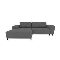 ECKSOFA Massimo Strukturstoff Anthrazit inkl. Schlaffunktion Links - Anthrazit/Schwarz, Textil/Metall (246/177cm) - 99rooms